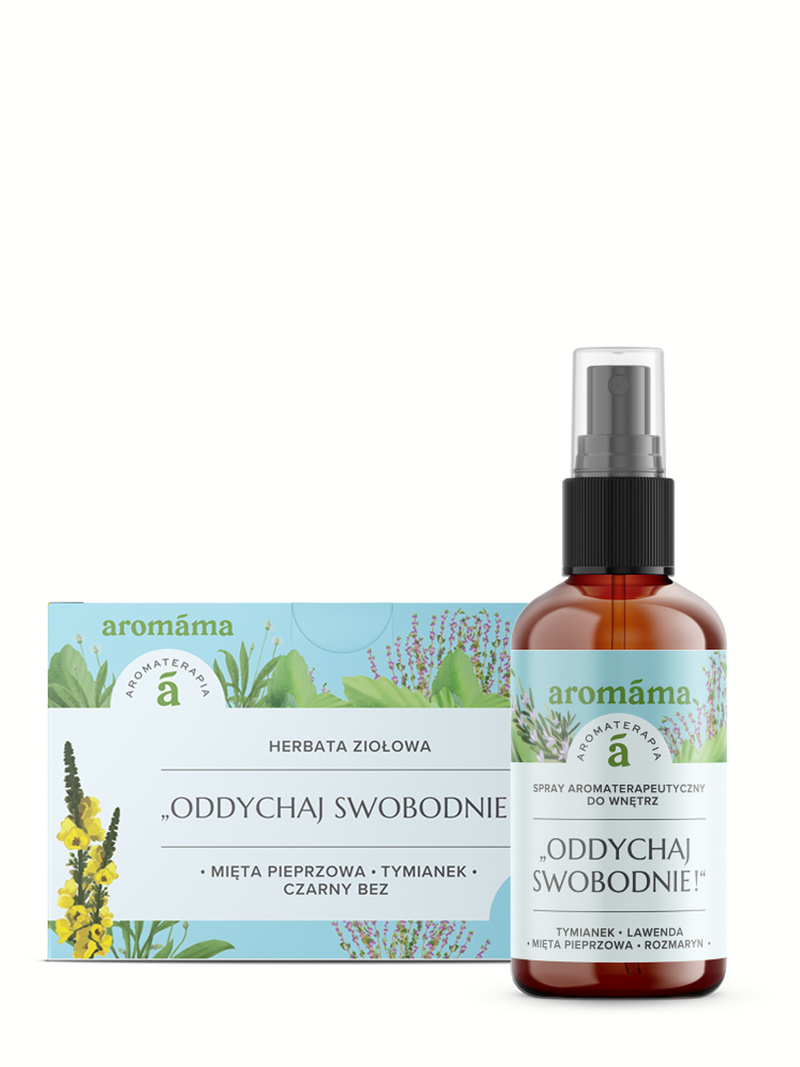 Zestaw herbat ziołowych i aromaterapeutycznego sprayu „Oddychaj swobodnie”