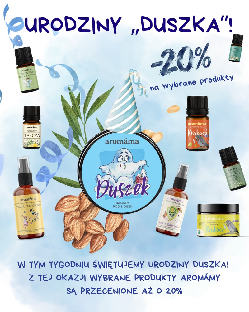 🎂👻 ŚWIĘTUJEMY URODZINY DUSZKA! 💙 Z tej okazji przygotowaliśmy dla Was wyjątkowe promocje! 🎉 Wybrane produkty aromáma kup…
